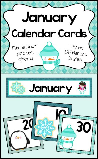 Number Cards For Your January Calendar. 3 Designs. Cards