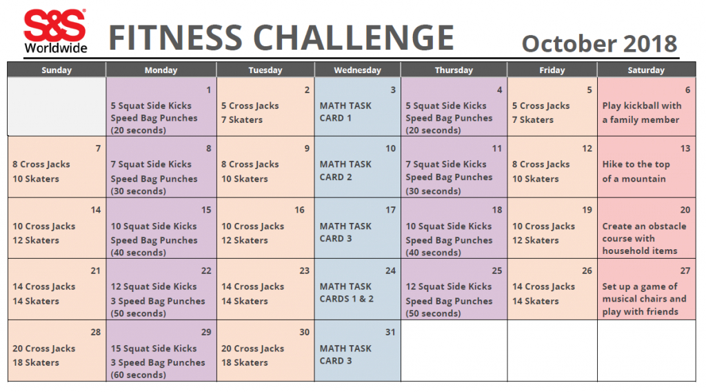 October Printable Fitness Challenge Calendar (With Images