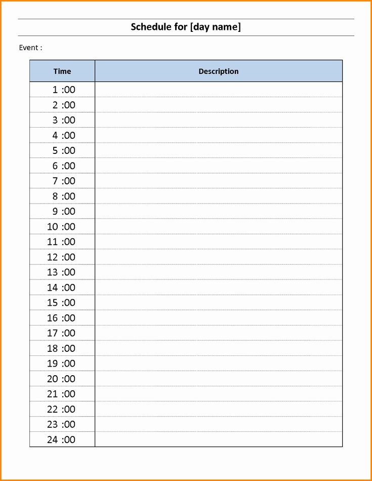 One Day Schedule Template Elegant 8 Hourhour Planner