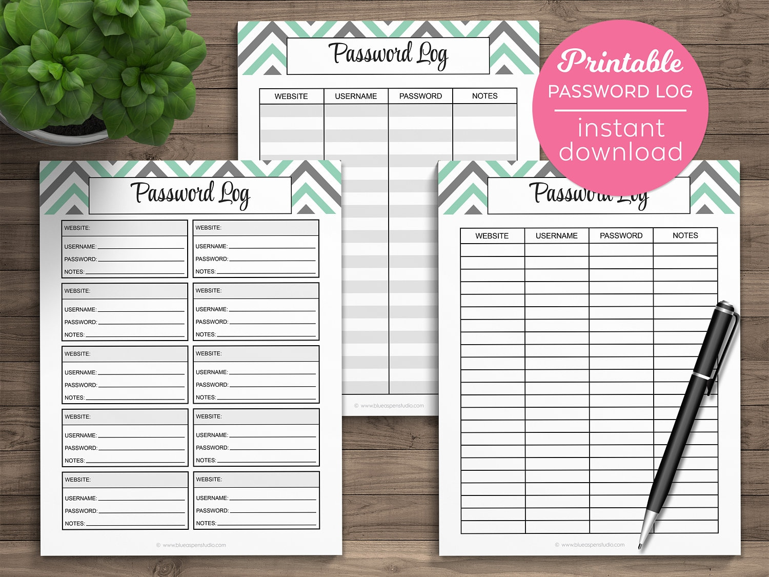 Password Log Printable Passwords Tracker Password Organizer