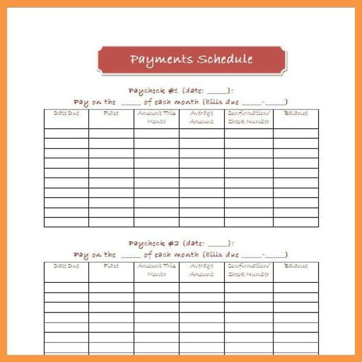 Payment Schedule Template 6. | Budget Planner Template