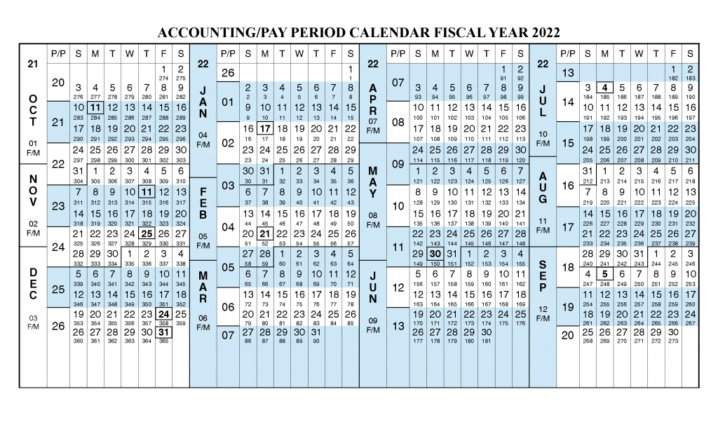 Payroll Calendar 2022 Fiscal Year Calendar [ Oct 2021