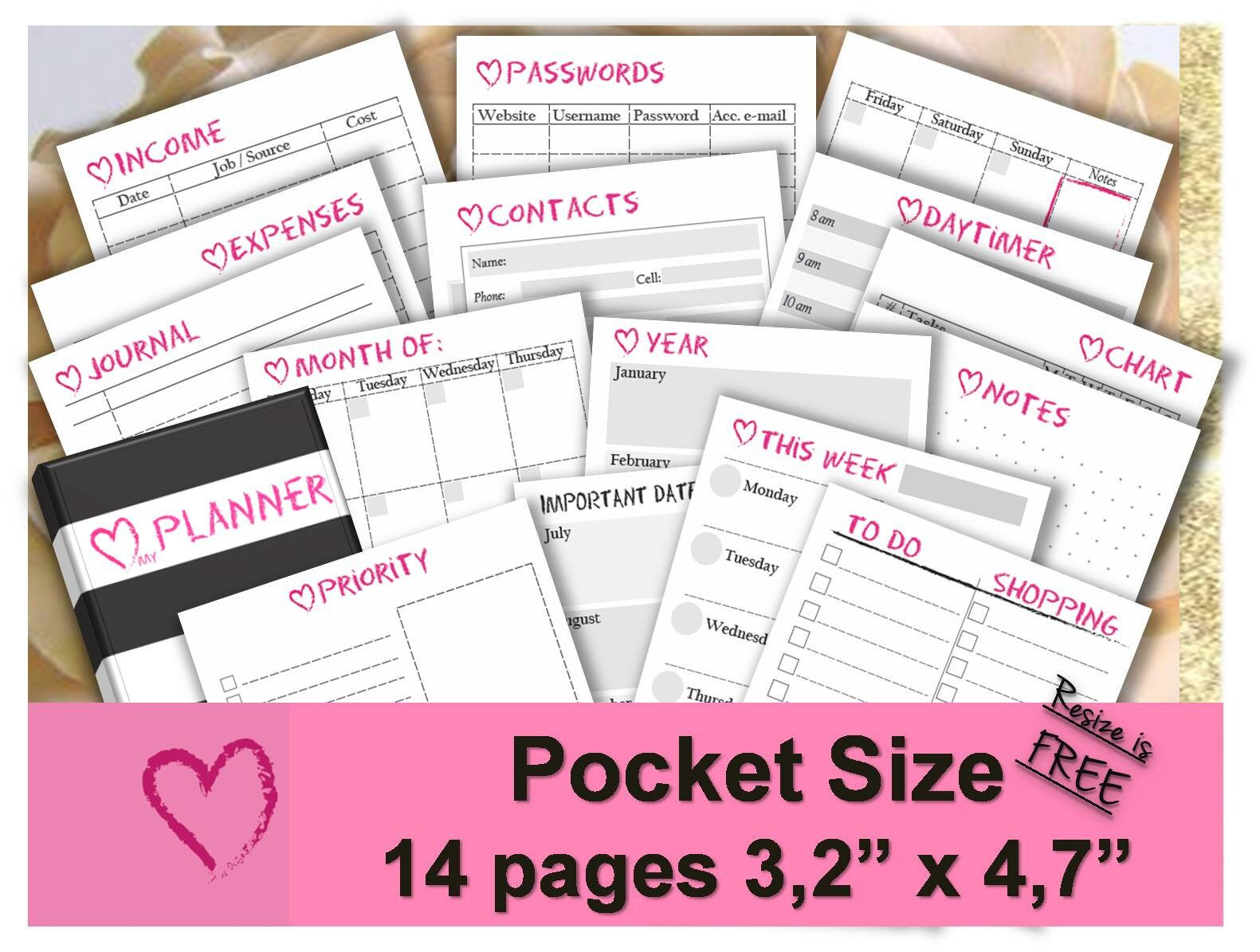 Pocket Planner Inserts Pocket Size Filofax Calendar