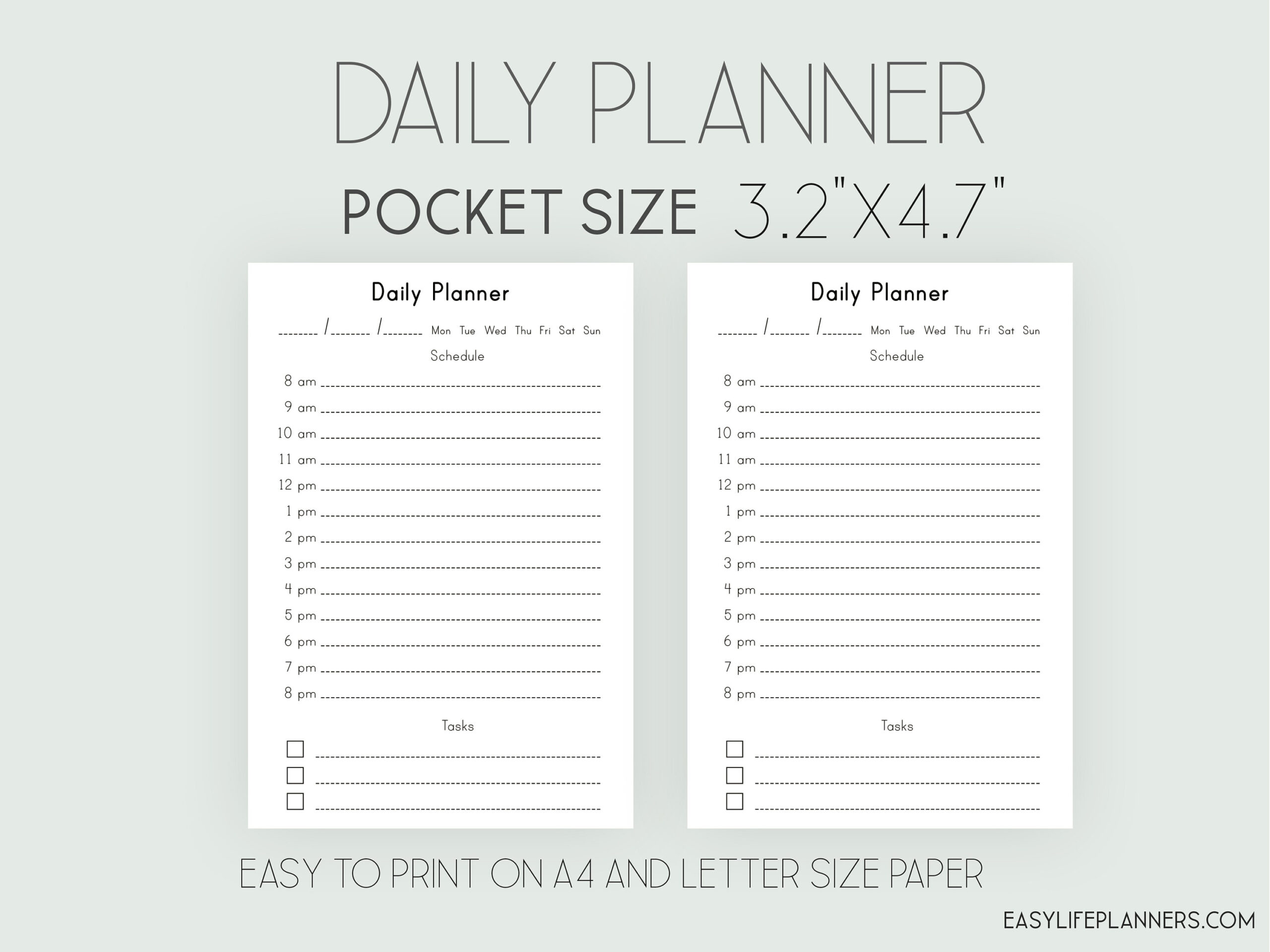 Pocket Size Insert, Pocket Ring Planner Tn, Daily Planner