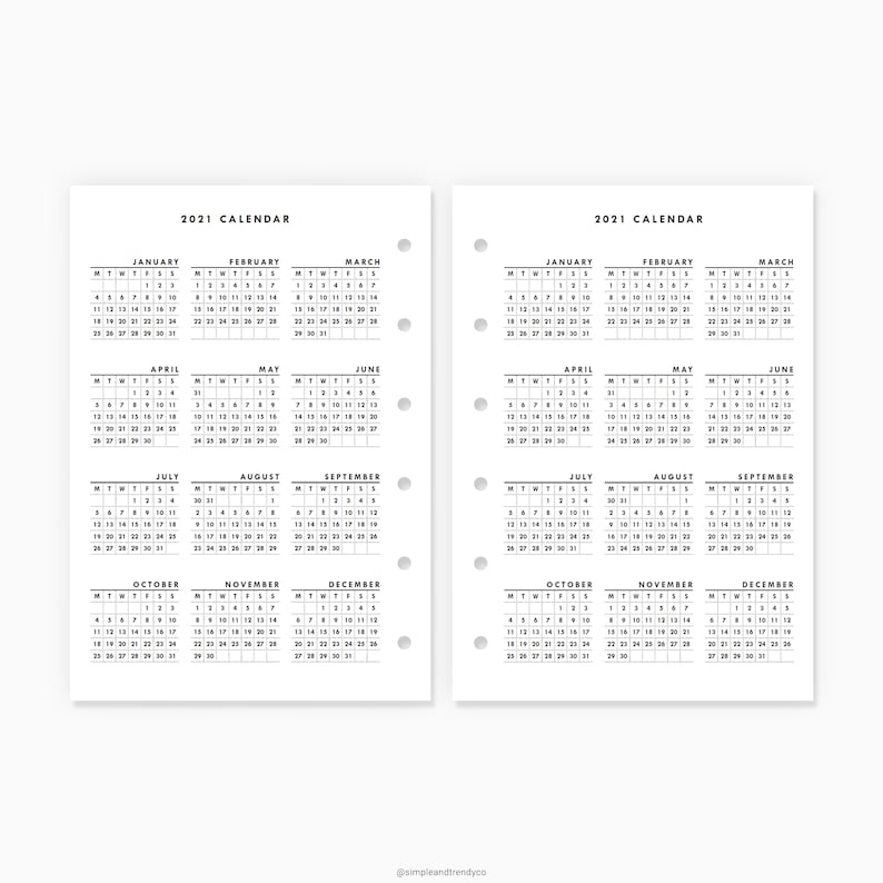 Pocket Xl Calendar Printable 2021 Calendar Sunday Monday