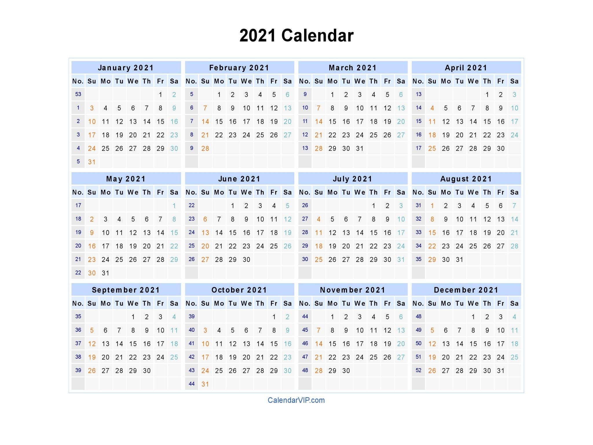 Print 2021 Calendarmonth Free For Time Management