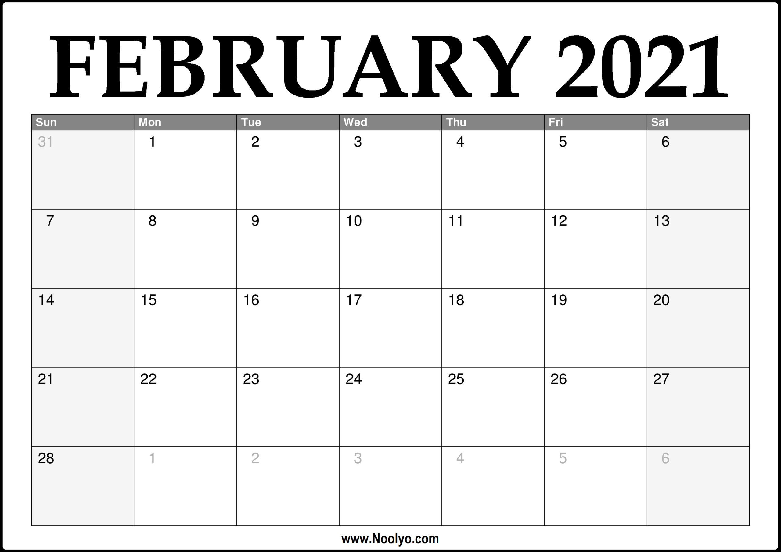 Print Free 2021 Monthly Calendar Without Downloading