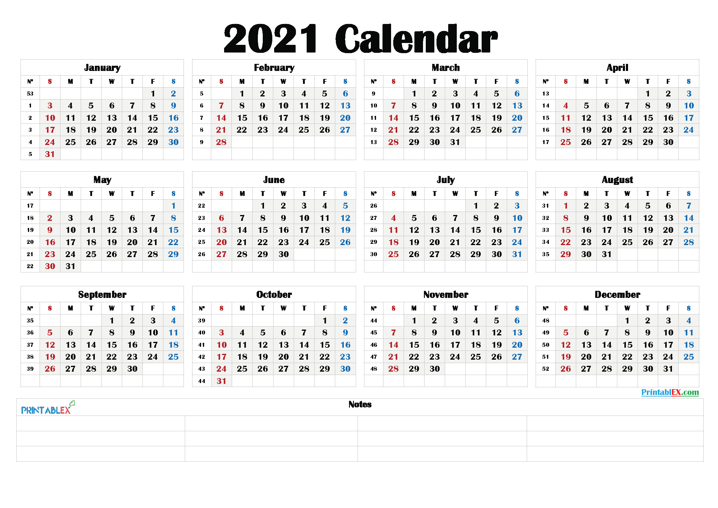 Printable 2021 Calendarmonth - 21Ytw192