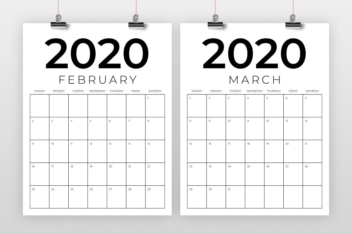 Printable 8.5X11 Calendar - Vertical 8 5 X 11 Inch 2020