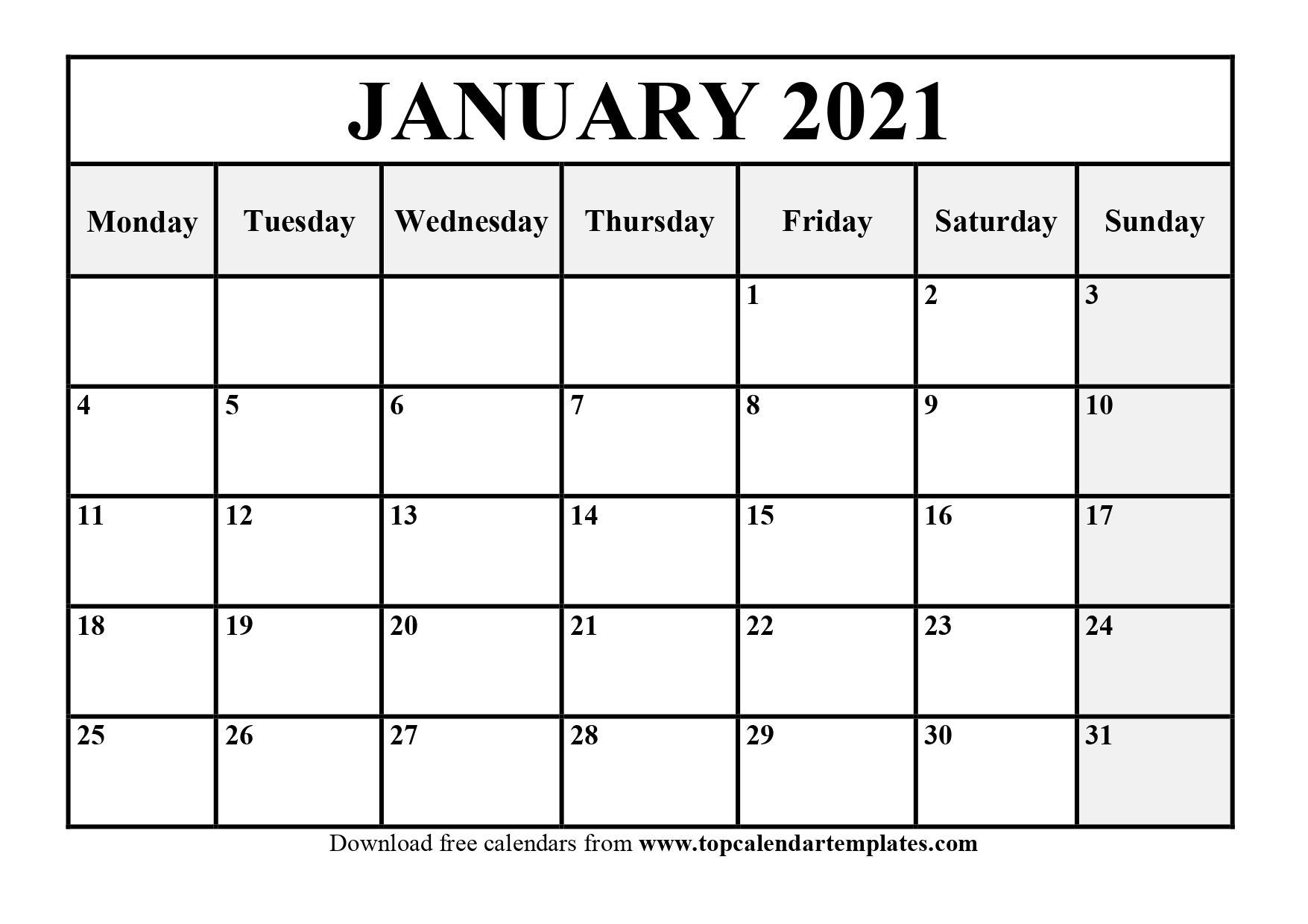 Printable Blank Monthly Calendar 2021 With Lines In 2021