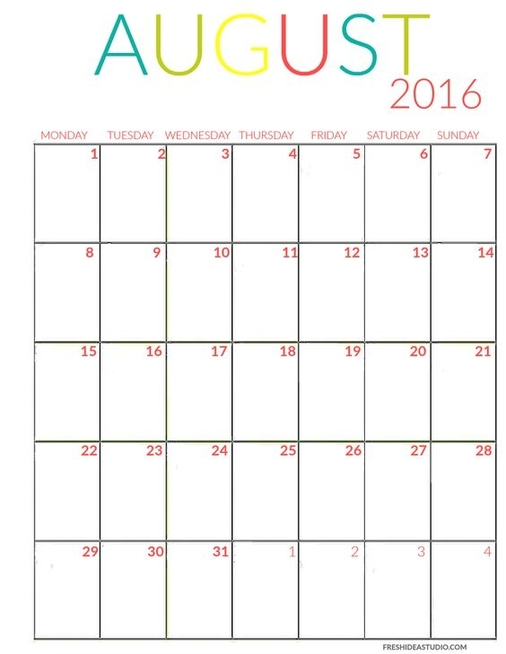 Printable Monday Thru Sunday Calendar For Word | Ten Free