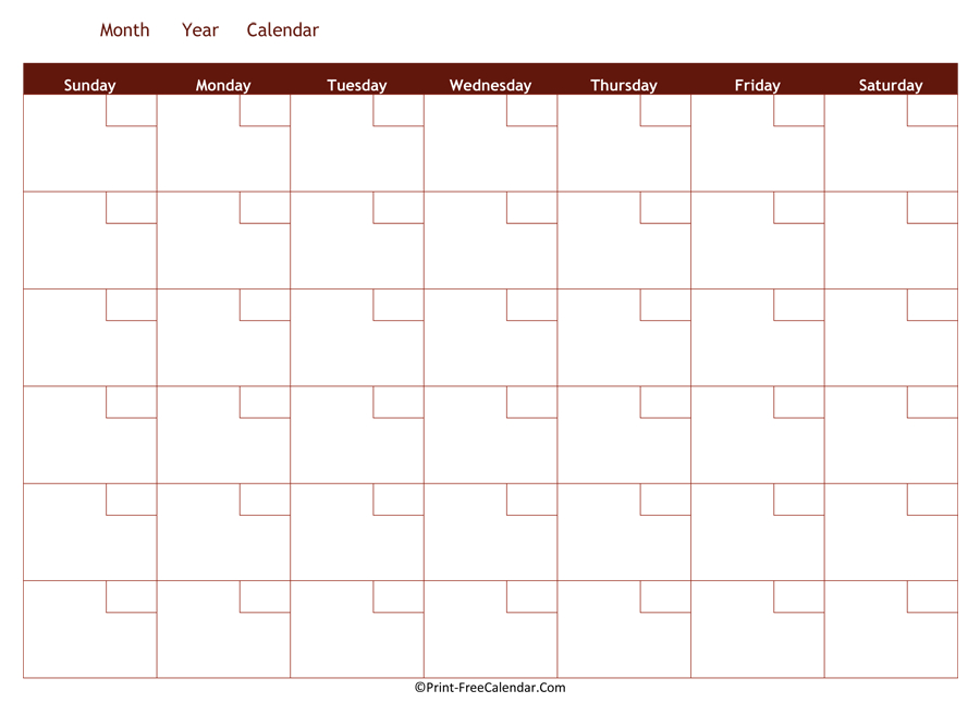 Printable Monthly Calendar 2021