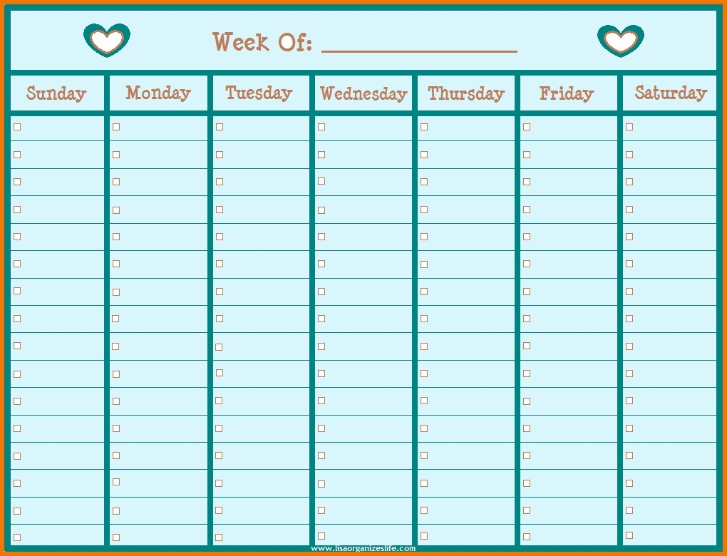 Printable Weekly Schedule With Hours Monday To Friday