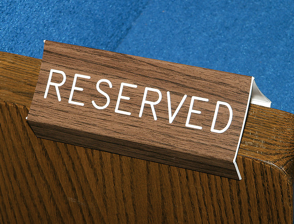 Reserved Pew Sign With Walnut Grain Finish | Cokesbury