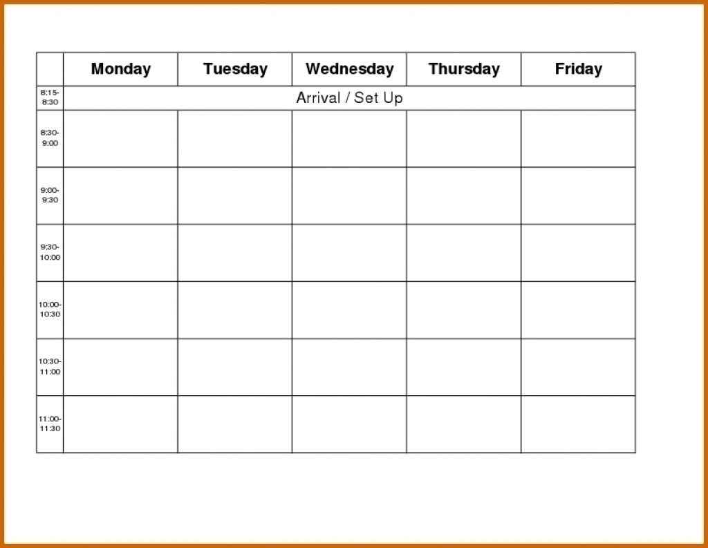 Template Monday To Friday | Calendar Template Printable