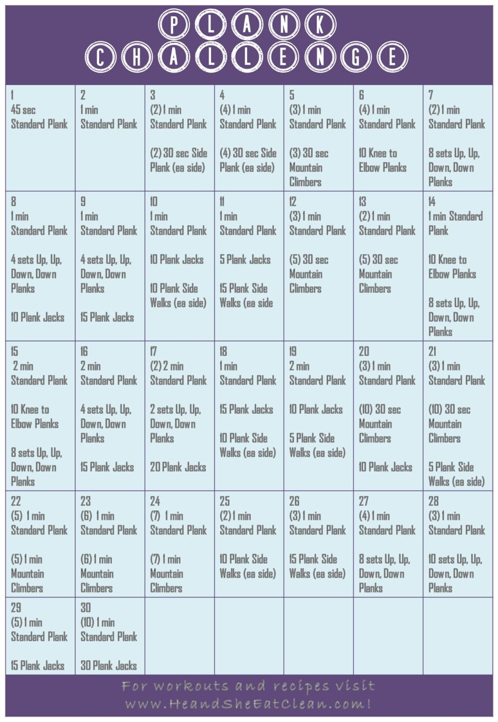 The 30 Day Plank Challenge Calendar | Get Your Calendar
