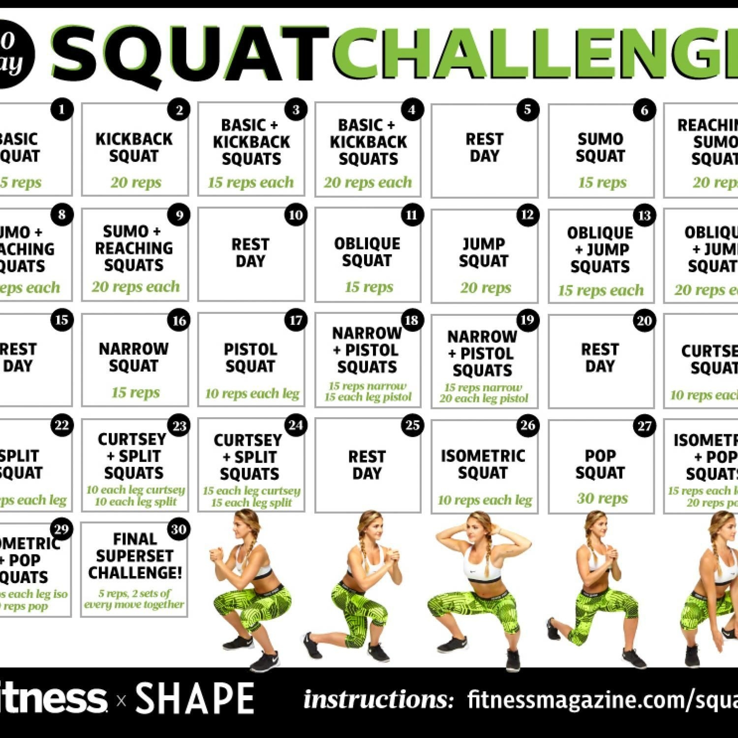 The 30 Day Squat Challenge Schedule Calendar | Get Your