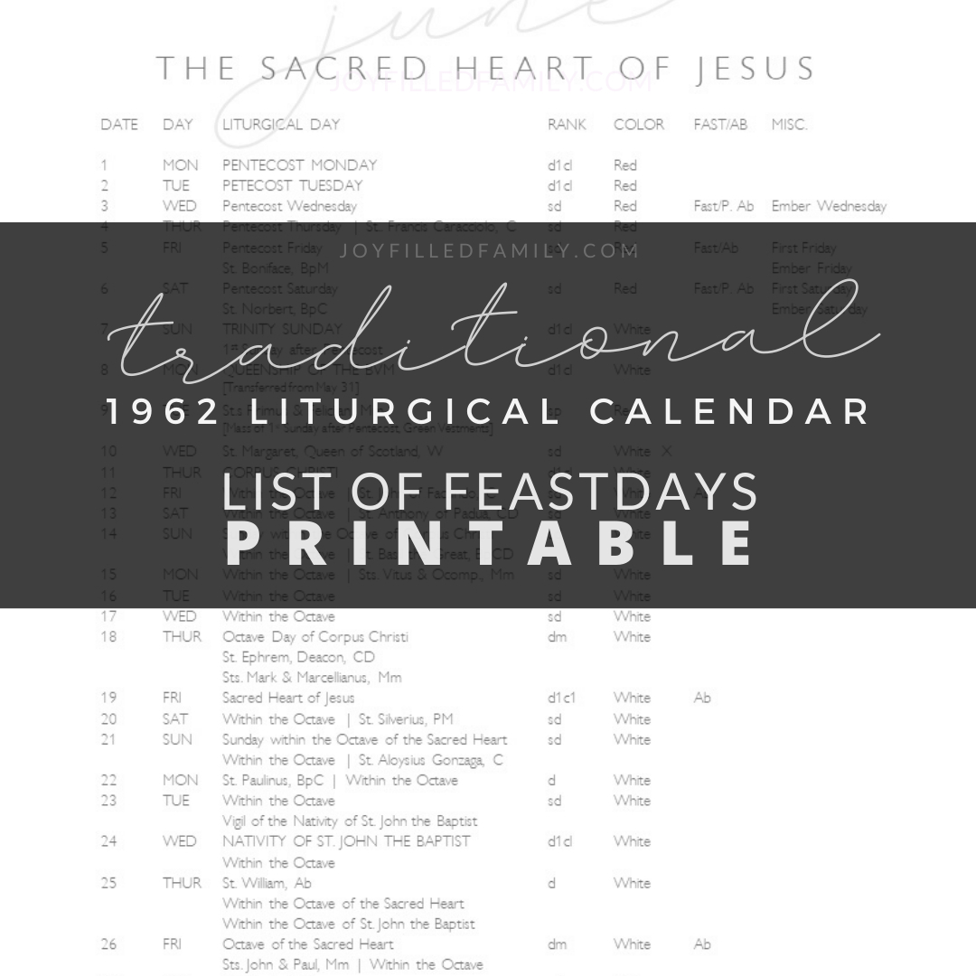 Traditional Catholic Liturgical Calendar 2021 - Payhip