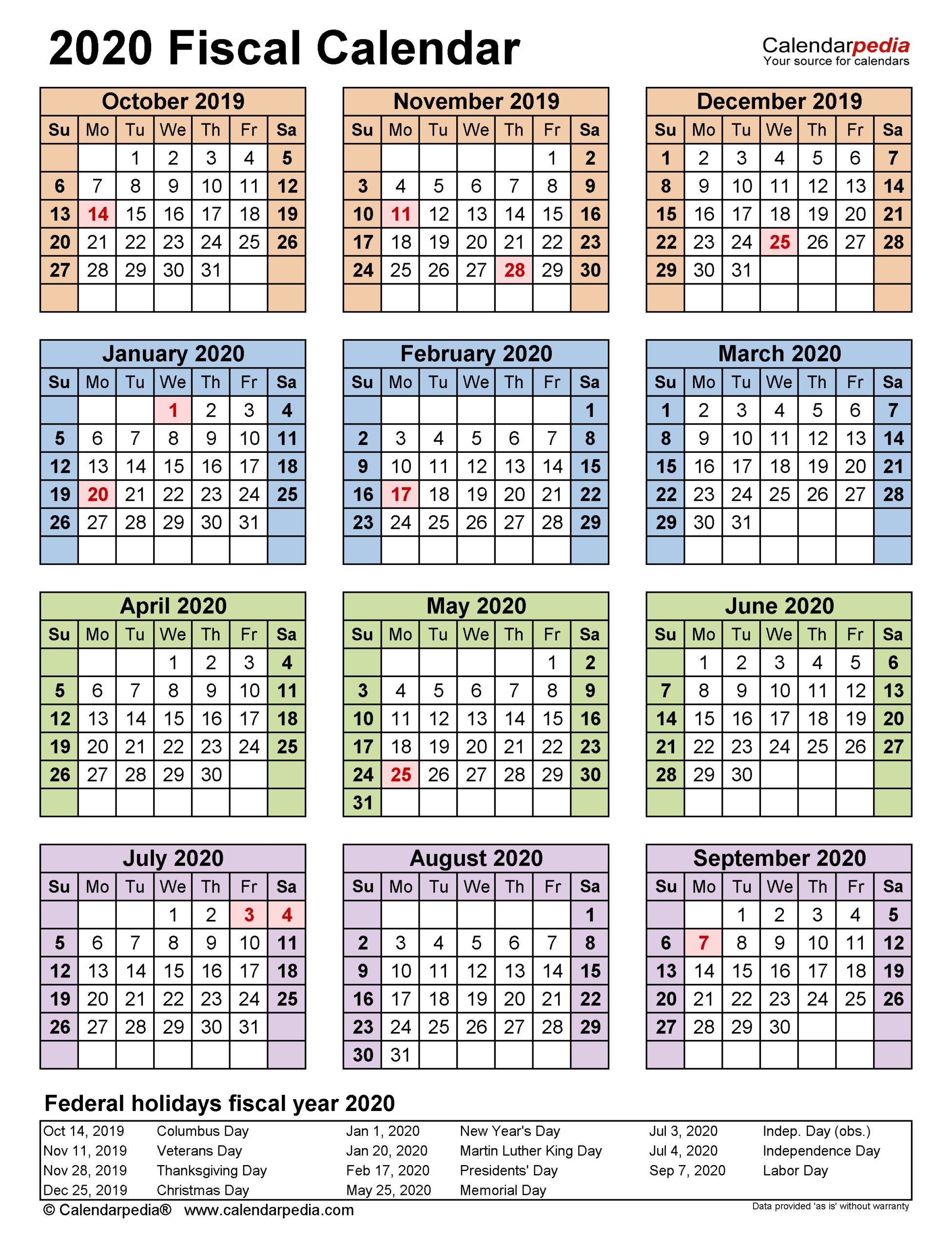 Week Numbers Fiscal Year 2019-2020 - Calendar Inspiration