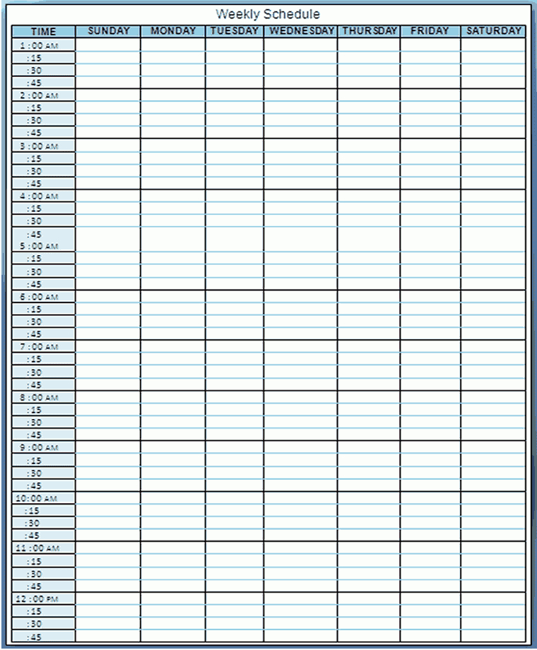 Week-Planner-15-Minutes.gif 760×920 Pixels | Excel