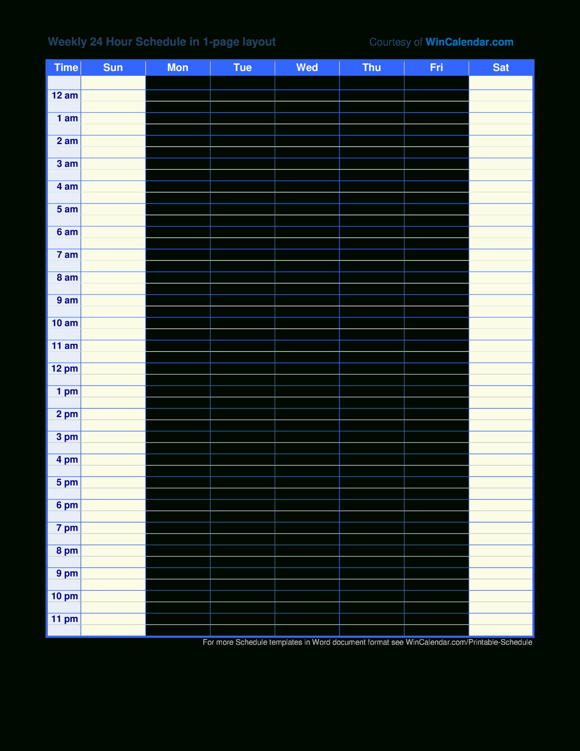 Weekly 24 Hour Schedule - How To Create A Weekly 24 Hour