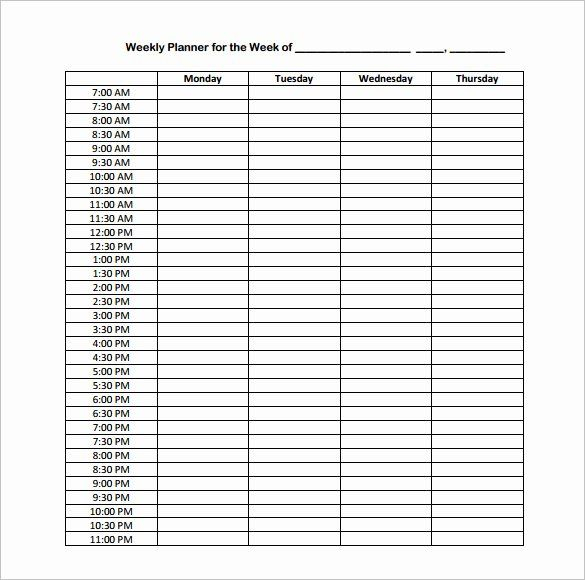 Weekly Hourly Planner Template Inspirational Hourly