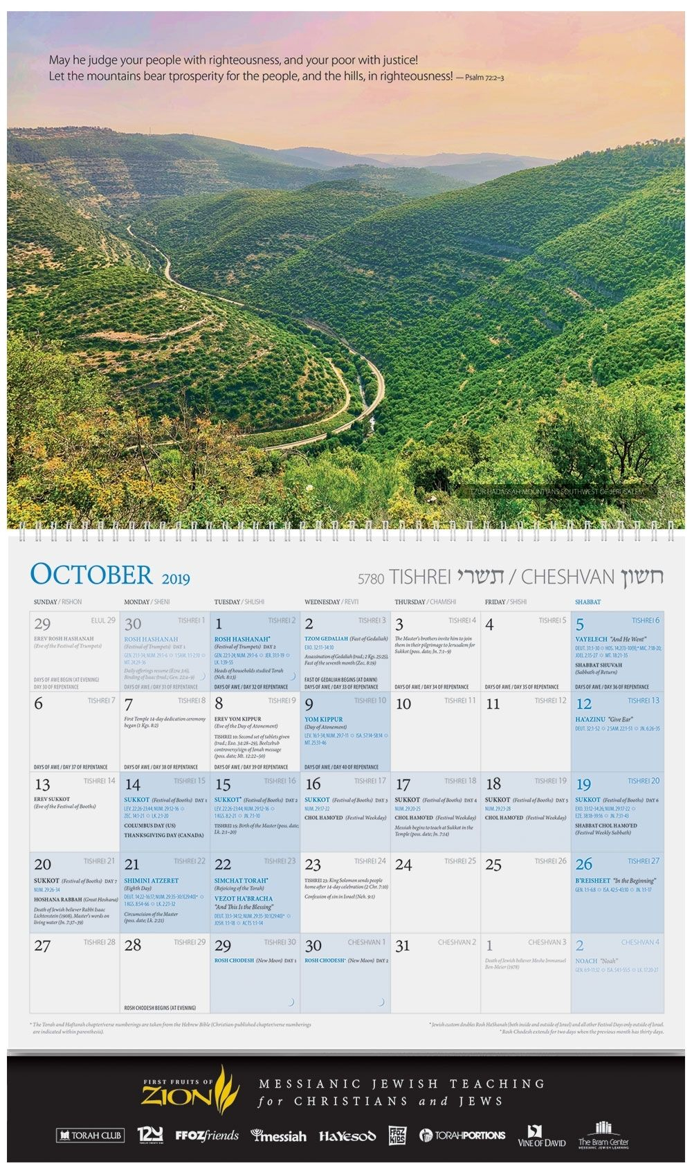 Weekly Torah Parsha Calendar For 2019/2020
