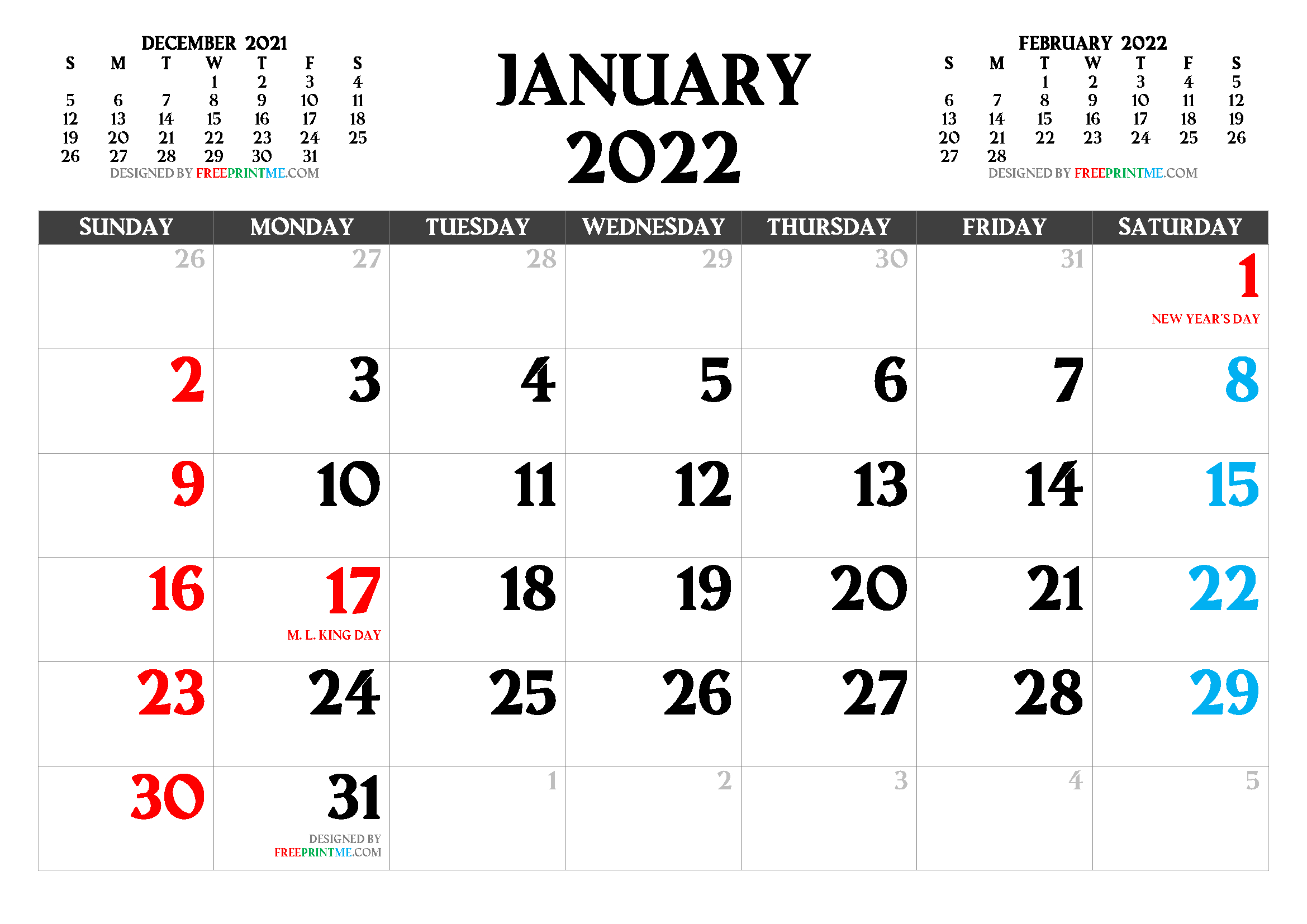 19+ Free Printable 2022 Calendars January Gif ⋆ Sample