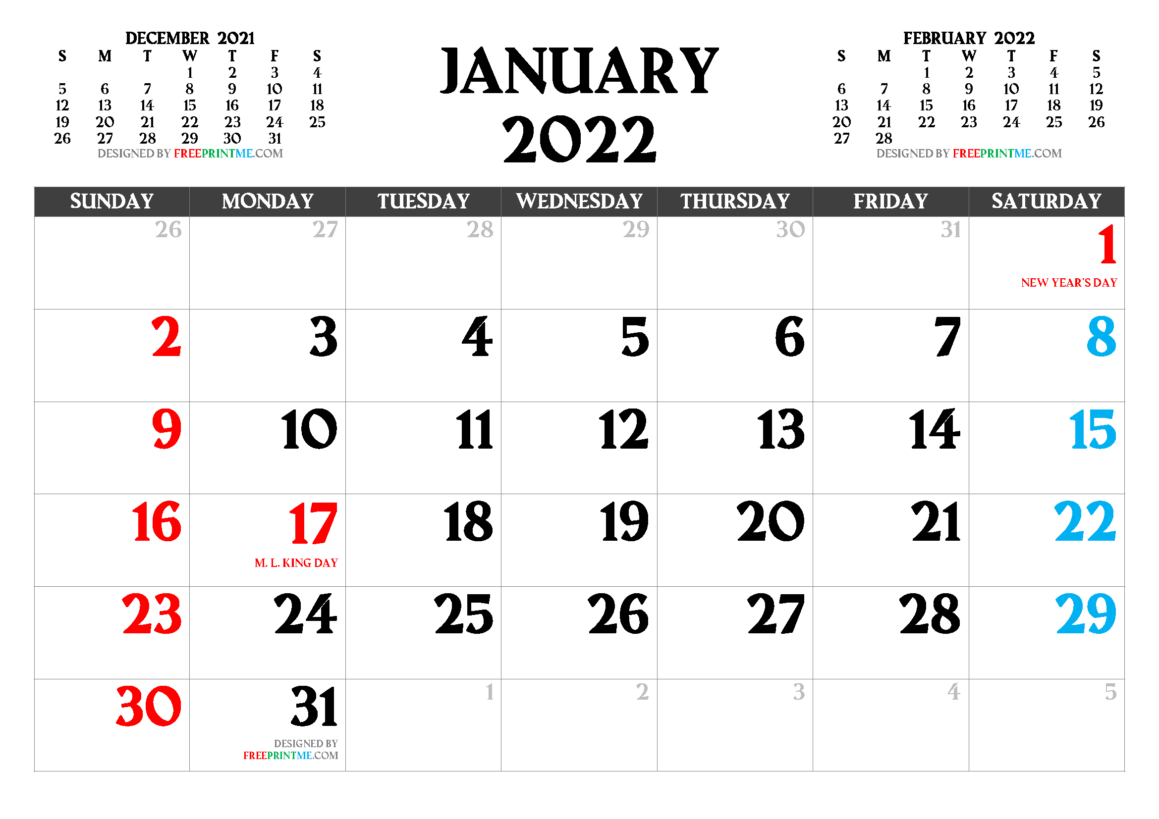 2019 - 2023 Calendar Printable