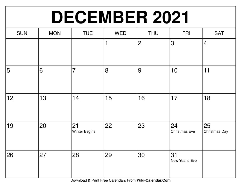 20+ December 2021 Calendar - Free Download Printable
