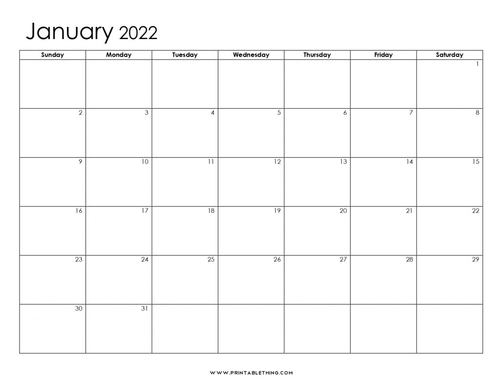 20+ Printable January 2022 Calendar With Holidays, Blank, Free