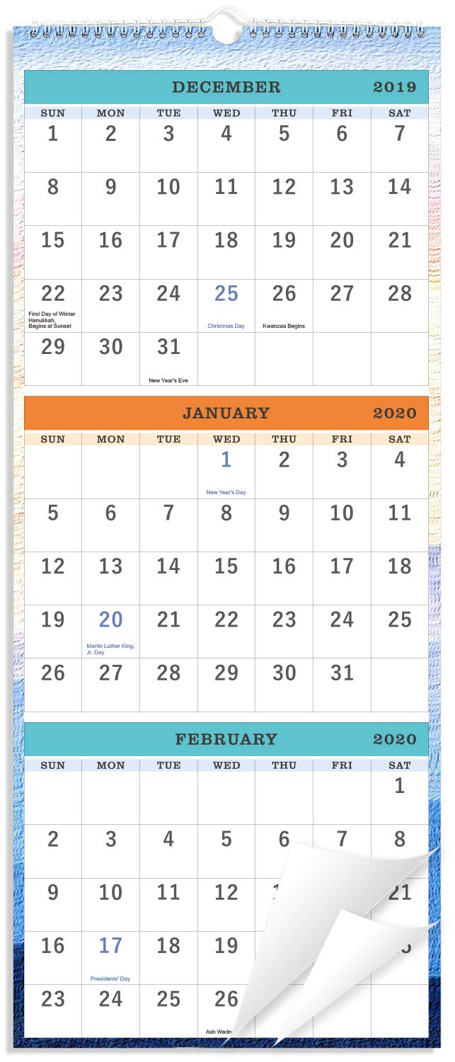 2021-2022 Wall Calendar - 3-Month Display Vertical