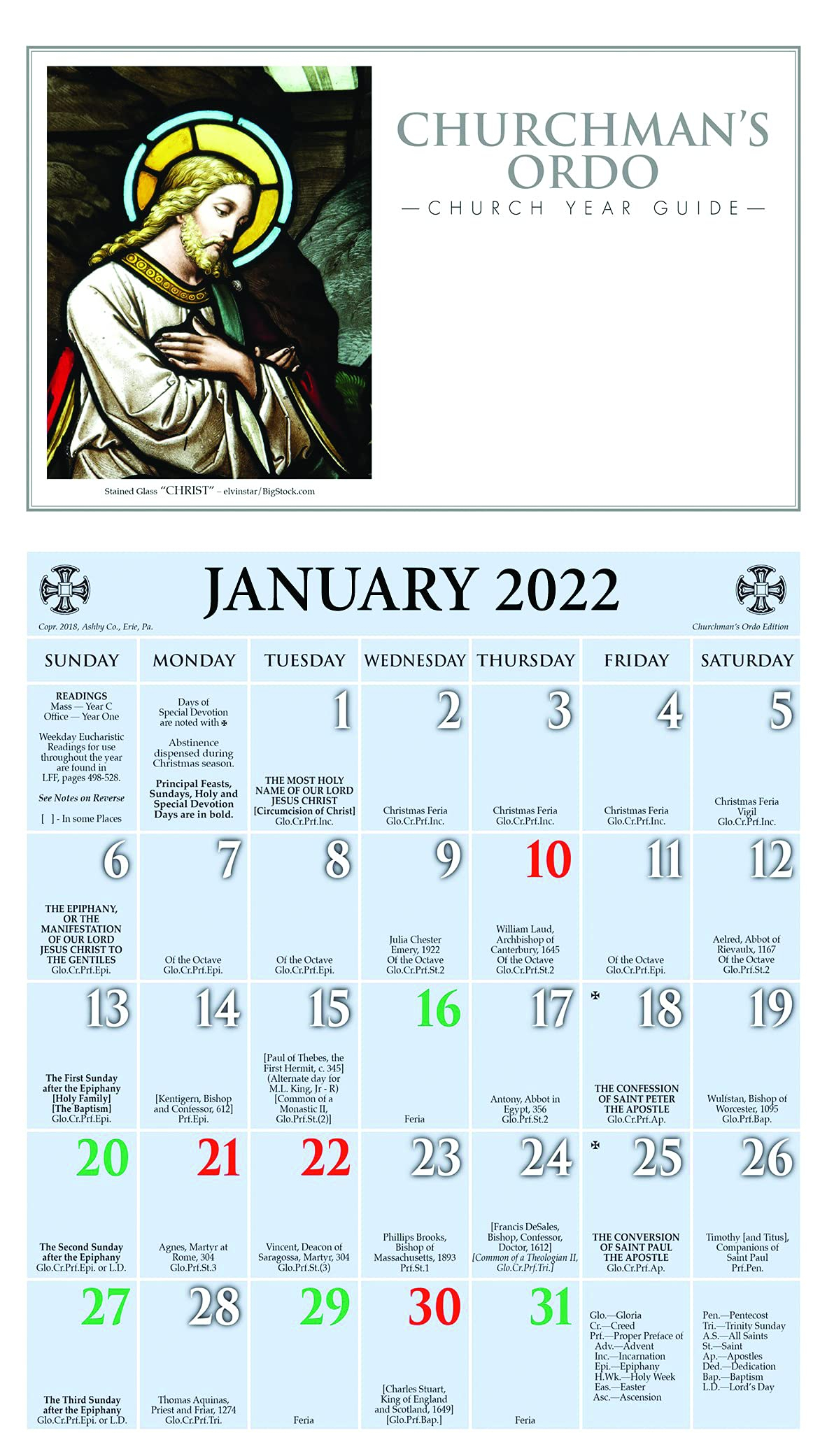 2022 Catholic Calendar Eastern