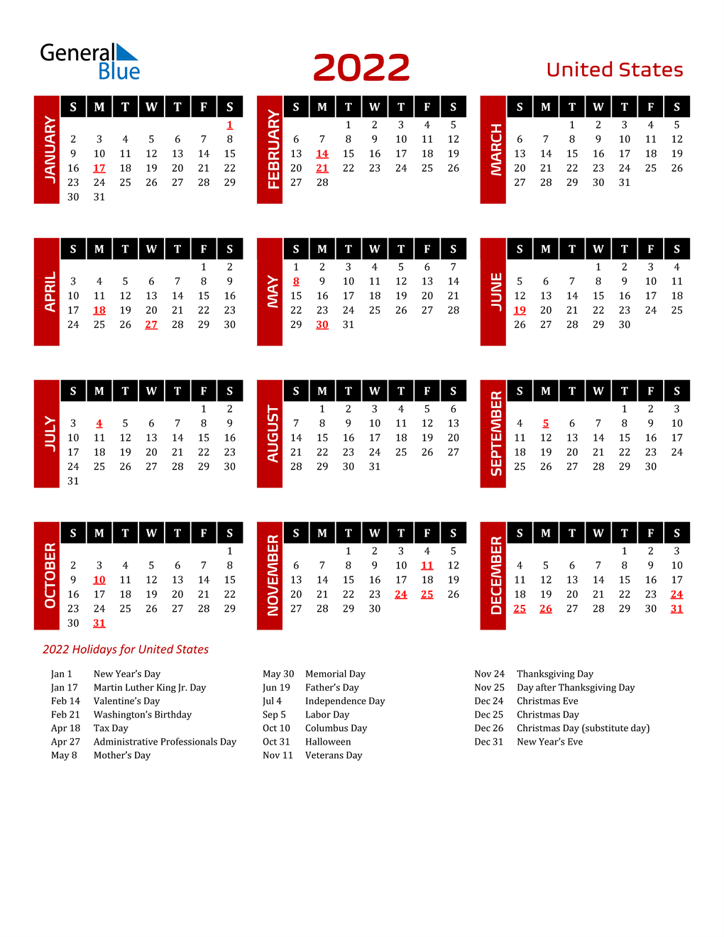 2022 Us Holidays Calendar - December Calendar 2022
