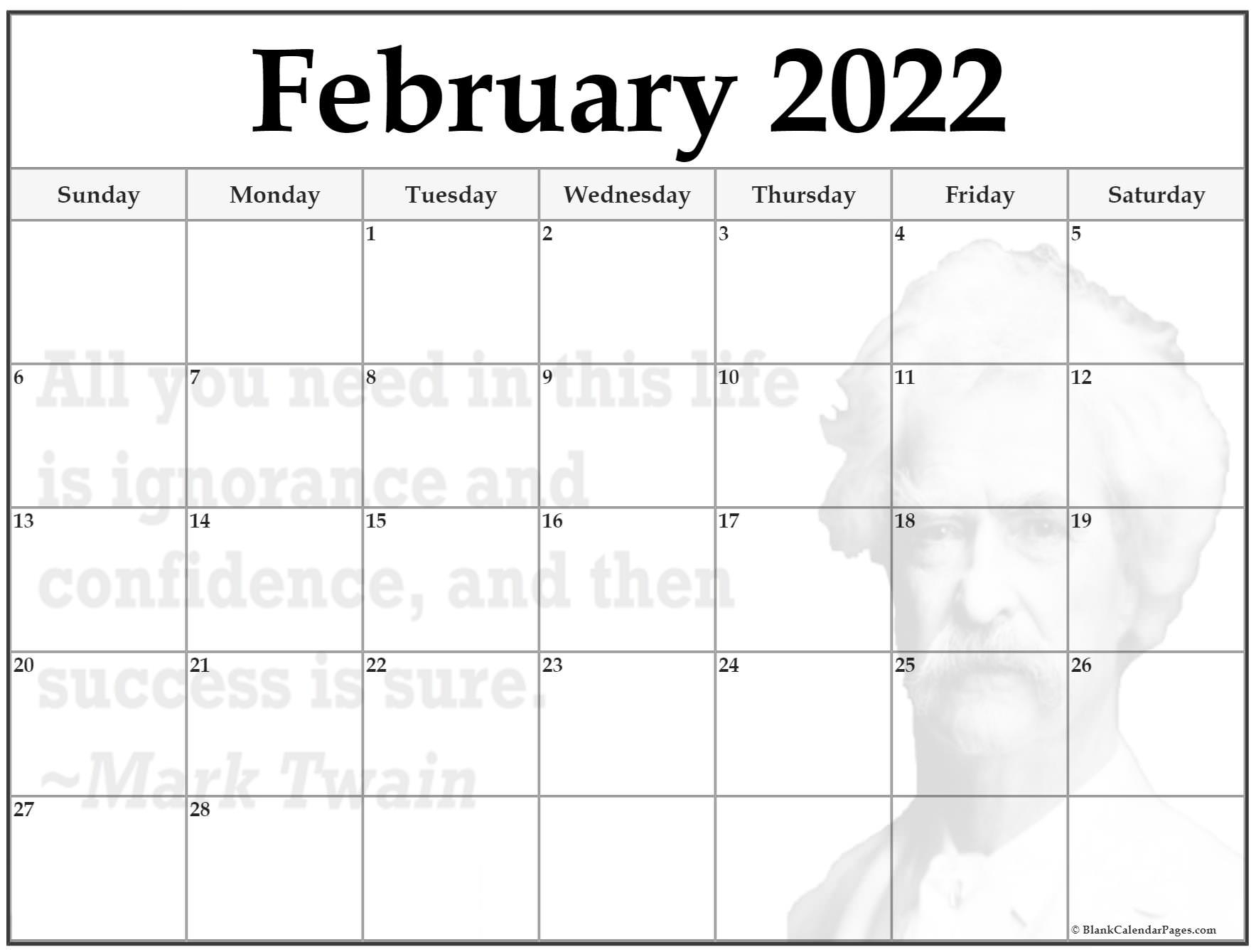 24+ February 2022 Quote Calendars
