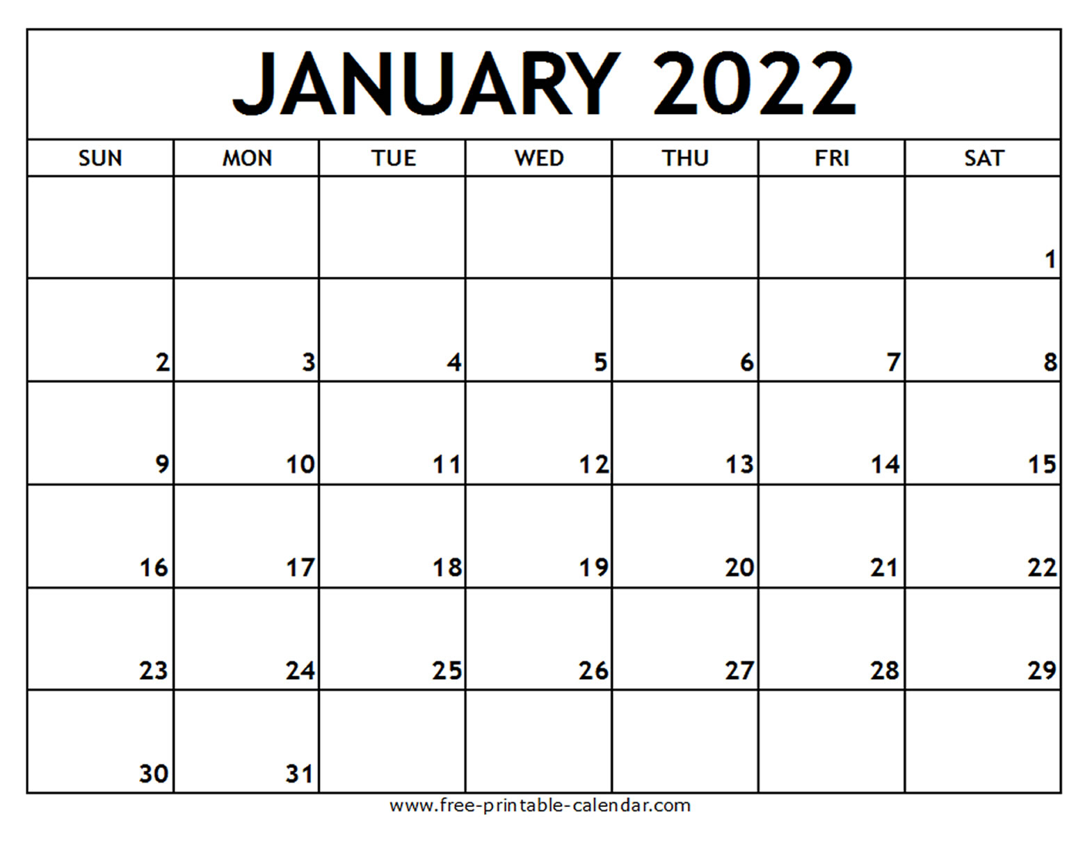 January 31 2022 Calendar