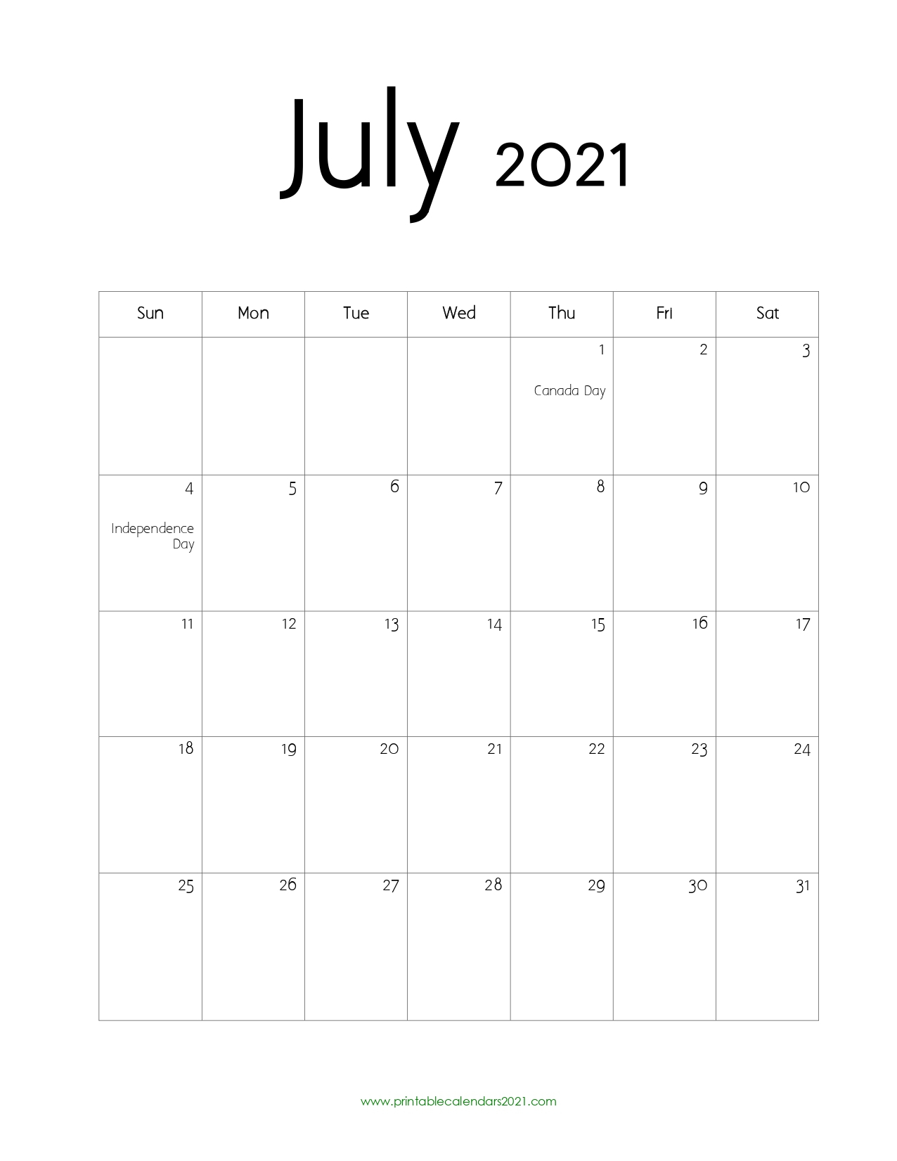 45+ July 2021 Calendar Printable, July 2021 Calendar Pdf