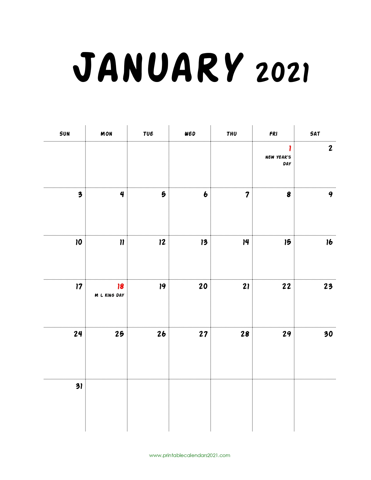 65+ January 2022 Calendar Printable, January 2022 Calendar