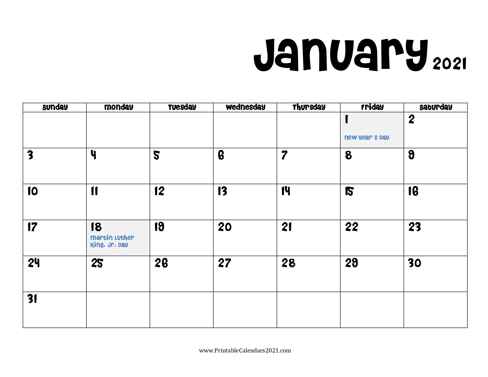 65+ January 2022 Calendar Printable, January 2022 Calendar