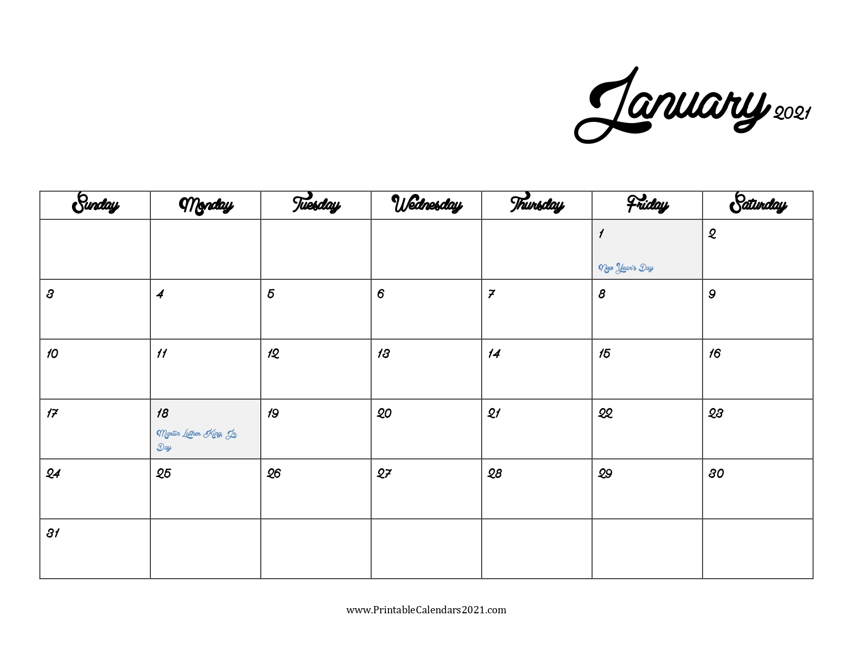 65+ January 2022 Calendar Printable, January 2022 Calendar