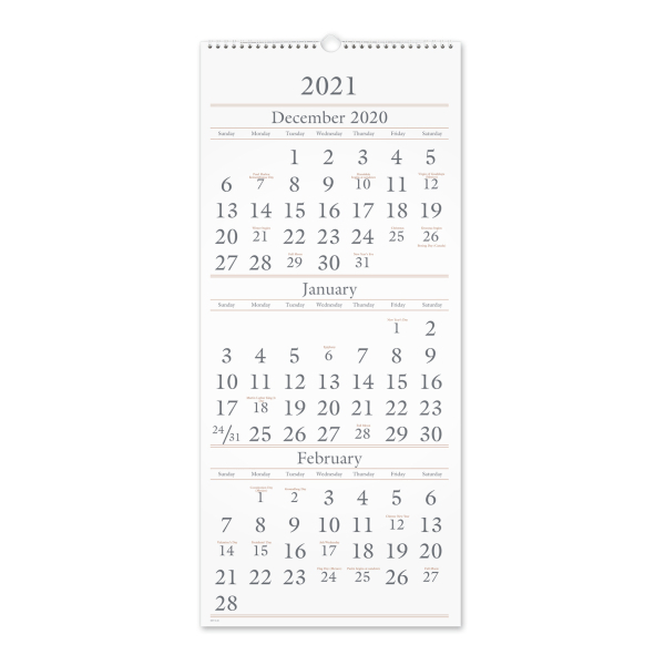 At-A-Glance 15-Month Wall Calendar, 12&quot; X 27&quot;, December