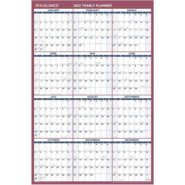 At-A-Glance Reversible Yearly Wall Calendar, 24&quot; X 36