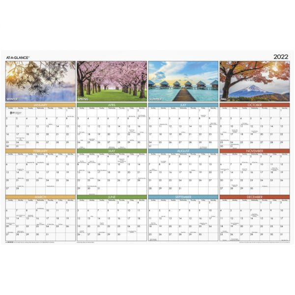 At-A-Glance Seasons In Bloom Erasable Yearly Wall Calendar