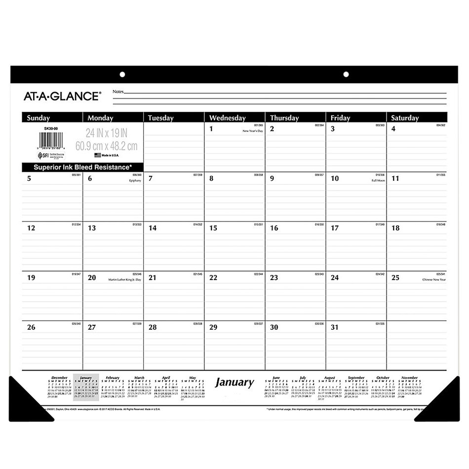 At-A-Glance Sk3000 24&quot; X 19&quot; Monthly January 2022