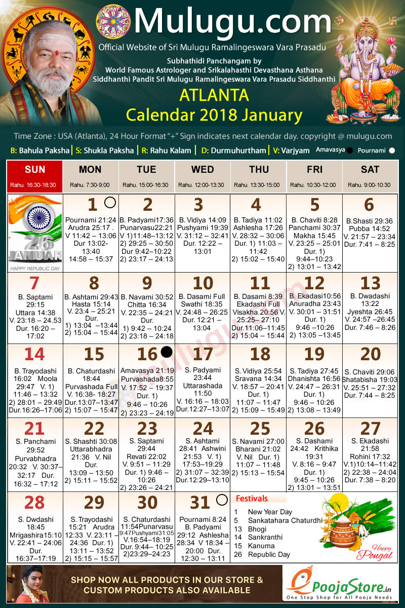 Telugu Calendar 2022 January Festival