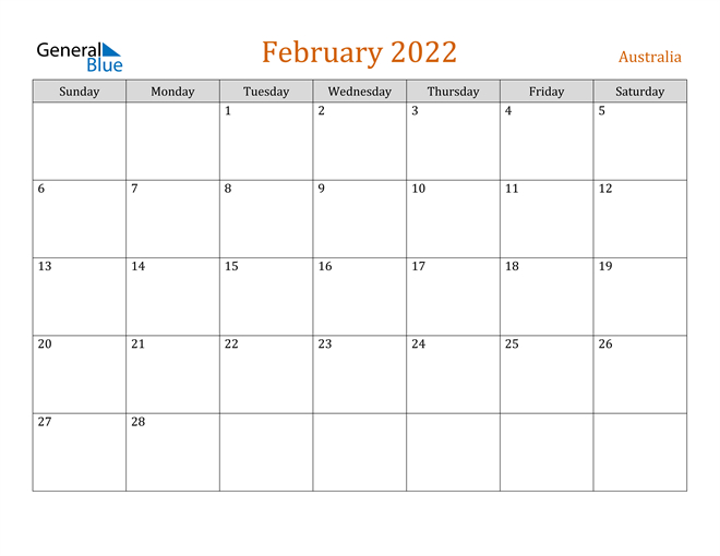 Australia February 2022 Calendar With Holidays