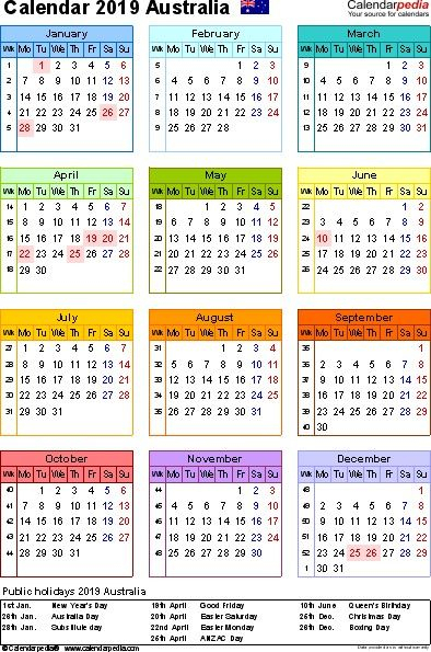 Australian Calendar 2022 Printable | Free Printable