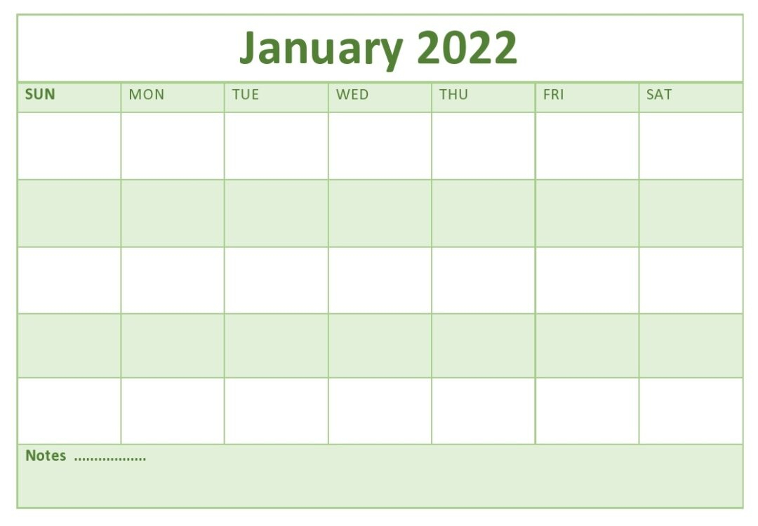 Blank January 2022 Calendar Fill Daily Routine
