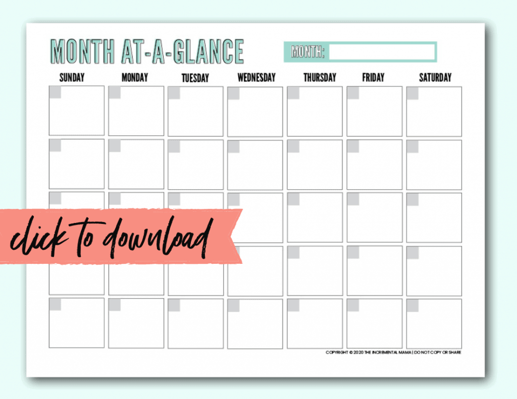 Blank Month Calendar Pdf