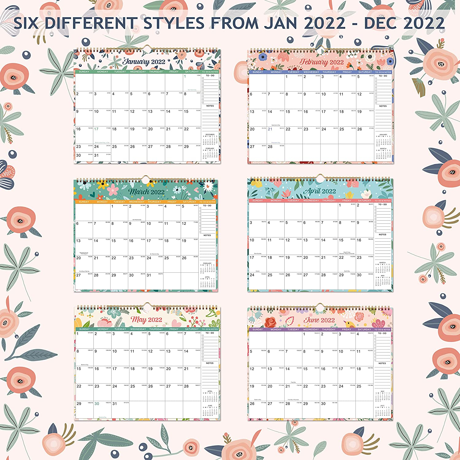 Buy 2022 Wall Calendar - 12 Months Hanging Calendar 2022